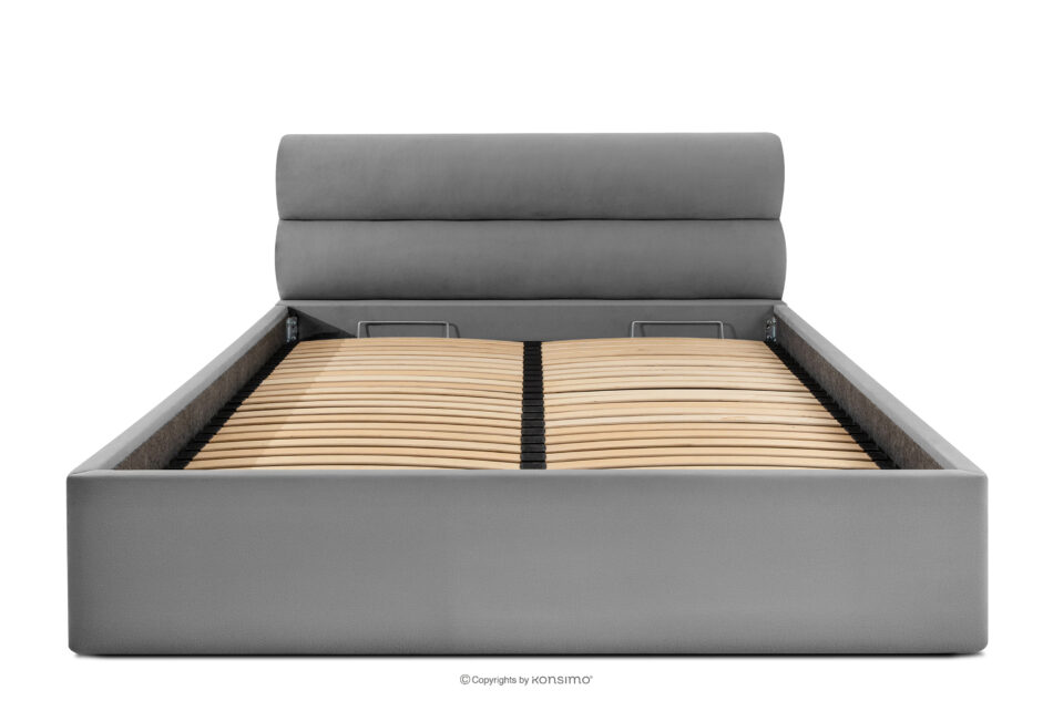 LUNEO Łóżko tapicerowane w stylu japandi z pojemnikiem na pościel 180 cm jasny szary jasny szary - zdjęcie 3