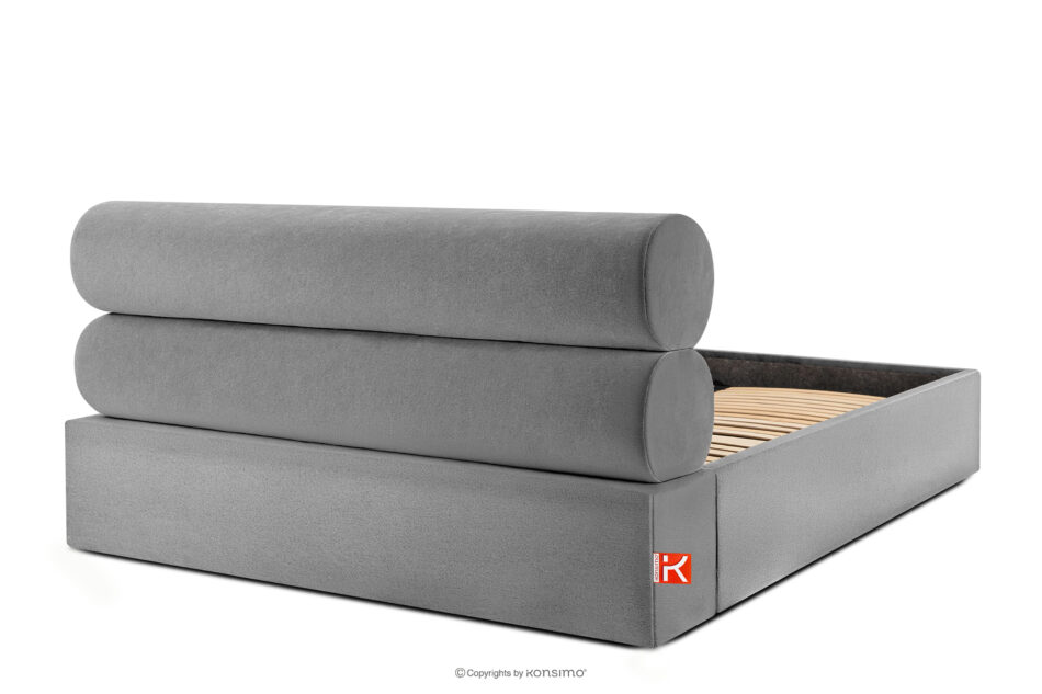 LUNEO Łóżko tapicerowane w stylu japandi z pojemnikiem na pościel 180 cm jasny szary jasny szary - zdjęcie 5