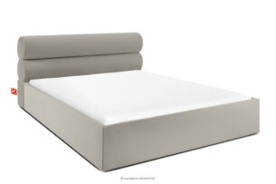 LUNEO, https://konsimo.pl/kolekcja/luneo/ Łóżko tapicerowane w stylu japandi z pojemnikiem na pościel 180 cm kremowy kremowy - zdjęcie