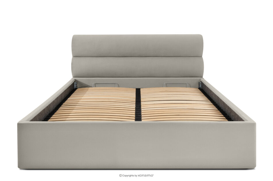 LUNEO Łóżko tapicerowane w stylu japandi z pojemnikiem na pościel 180 cm kremowy kremowy - zdjęcie 3