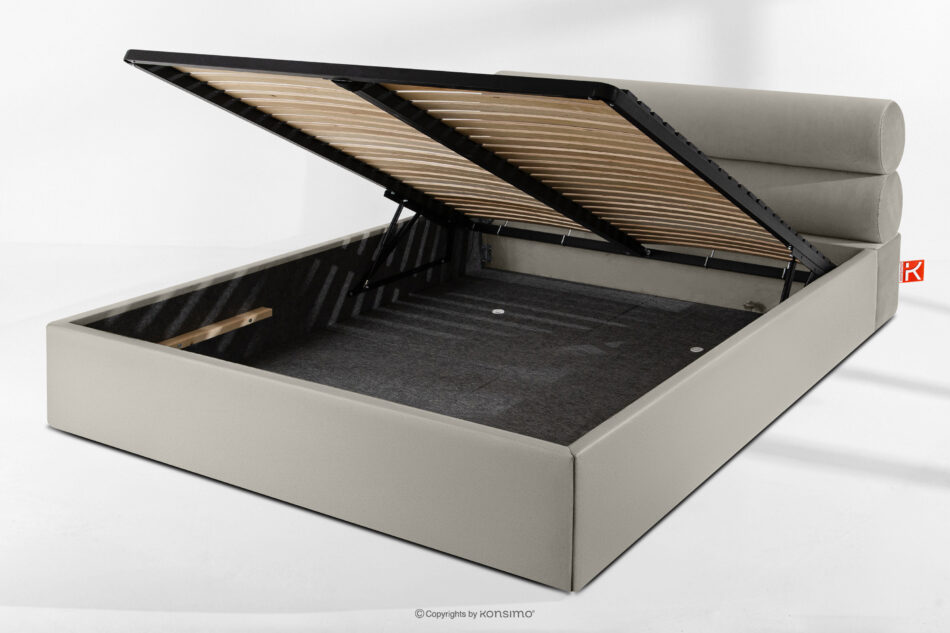 LUNEO Łóżko tapicerowane w stylu japandi z pojemnikiem na pościel 180 cm kremowy kremowy - zdjęcie 13