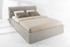 LUNEO Łóżko tapicerowane w stylu japandi z pojemnikiem na pościel 180 cm kremowy kremowy - zdjęcie 2