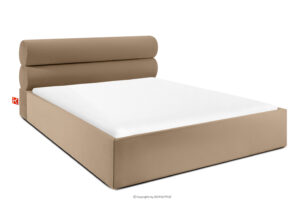 LUNEO, https://konsimo.pl/kolekcja/luneo/ Łóżko tapicerowane w stylu japandi z pojemnikiem na pościel 180 cm ciemny beżowy ciemny beżowy - zdjęcie