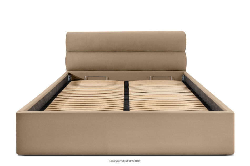 LUNEO Łóżko tapicerowane w stylu japandi z pojemnikiem na pościel 180 cm ciemny beżowy ciemny beżowy - zdjęcie 3