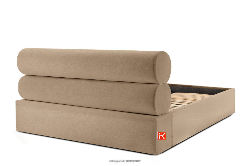 LUNEO Łóżko tapicerowane w stylu japandi z pojemnikiem na pościel 180 cm ciemny beżowy ciemny beżowy - zdjęcie 5
