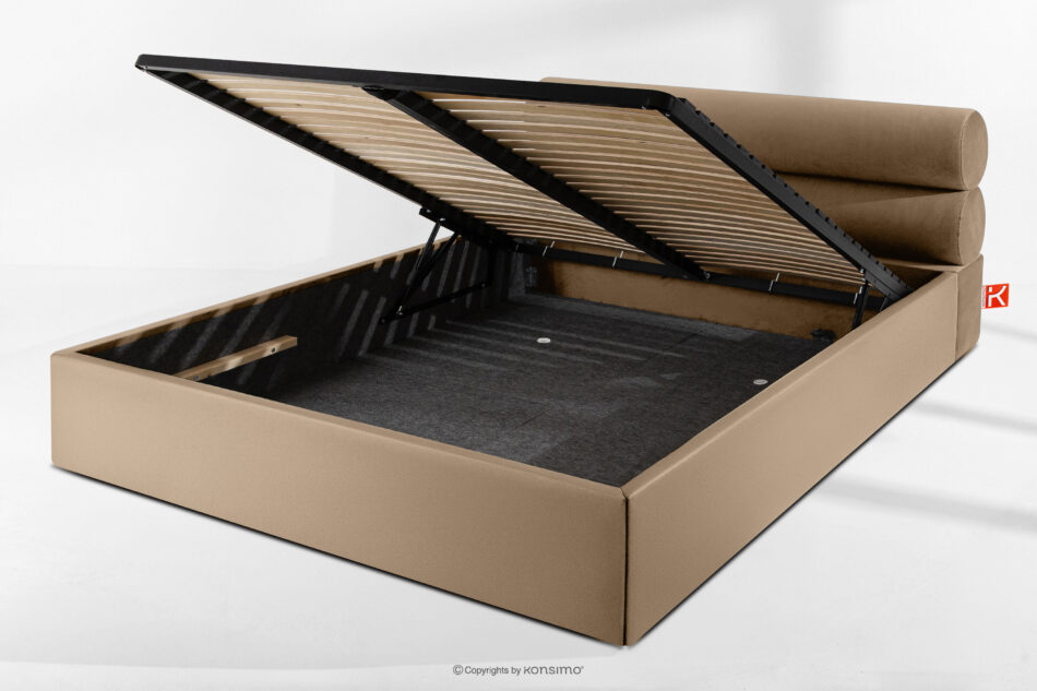 LUNEO Łóżko tapicerowane w stylu japandi z pojemnikiem na pościel 180 cm ciemny beżowy ciemny beżowy - zdjęcie 13