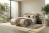 LUNEO Łóżko tapicerowane w stylu japandi z pojemnikiem na pościel 180 cm ciemny beżowy ciemny beżowy - zdjęcie 16