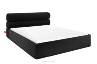 Łóżko tapicerowane w stylu japandi z pojemnikiem na pościel 200 cm czarny