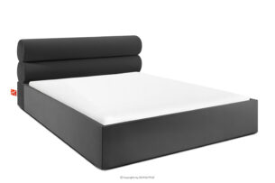LUNEO, https://konsimo.pl/kolekcja/luneo/ Łóżko tapicerowane w stylu japandi z pojemnikiem na pościel 200 cm antracytowy antracytowy - zdjęcie
