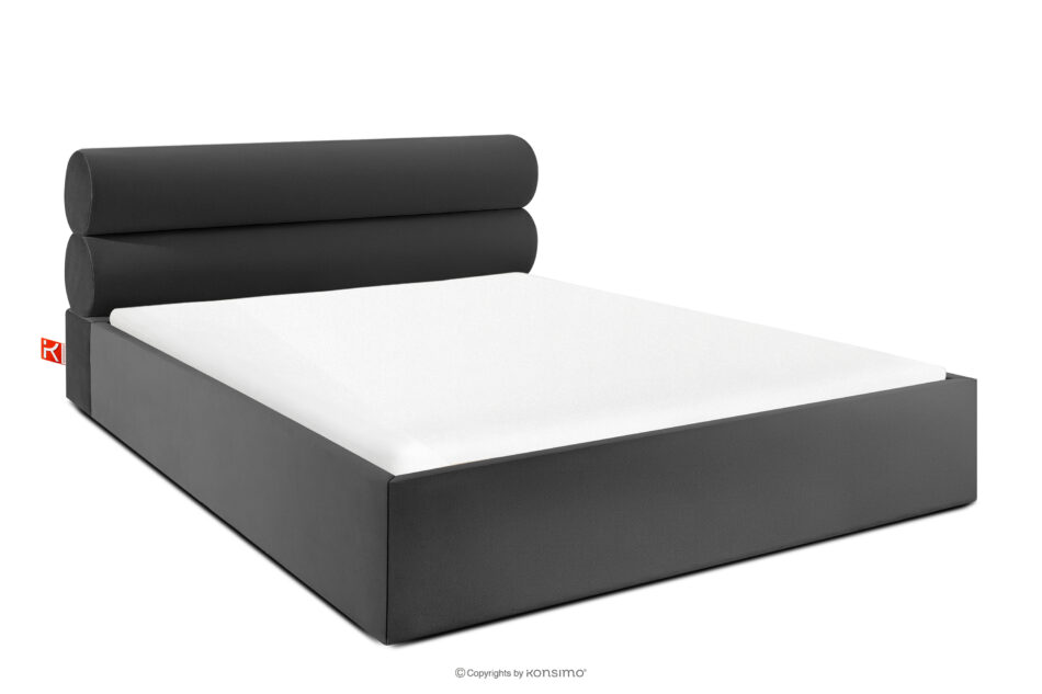 LUNEO Łóżko tapicerowane w stylu japandi z pojemnikiem na pościel 200 cm antracytowy antracytowy - zdjęcie 0
