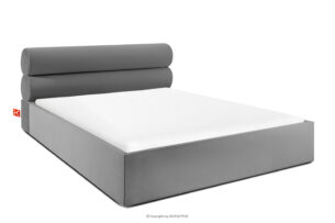 LUNEO, https://konsimo.pl/kolekcja/luneo/ Łóżko tapicerowane w stylu japandi z pojemnikiem na pościel 200 cm jasny szary jasny szary - zdjęcie