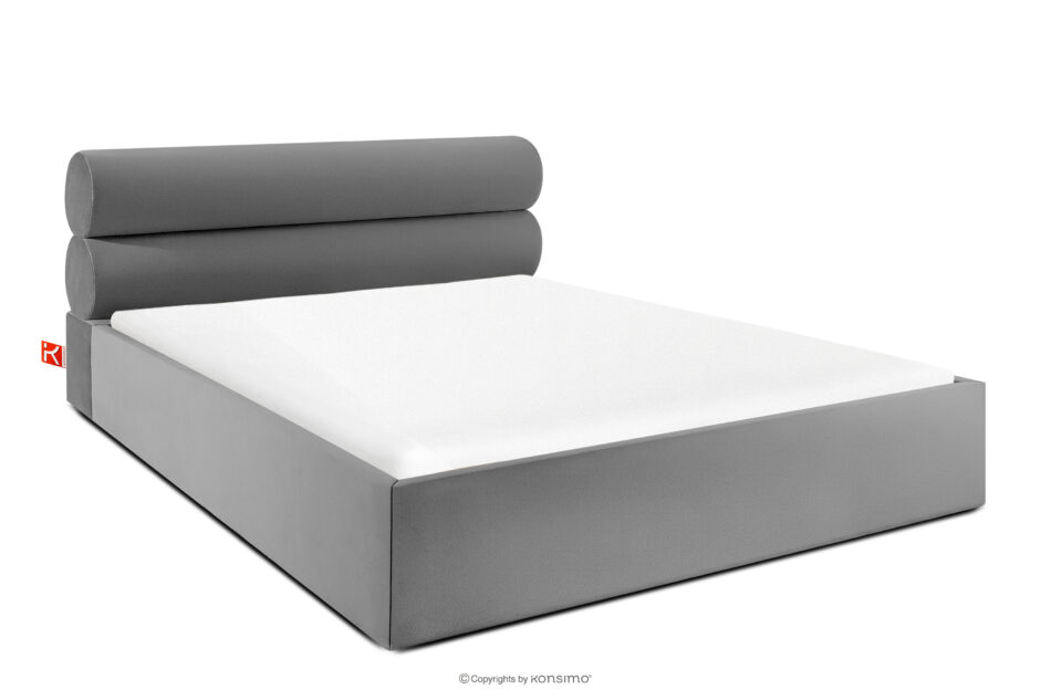 LUNEO Łóżko tapicerowane w stylu japandi z pojemnikiem na pościel 200 cm jasny szary jasny szary - zdjęcie 0