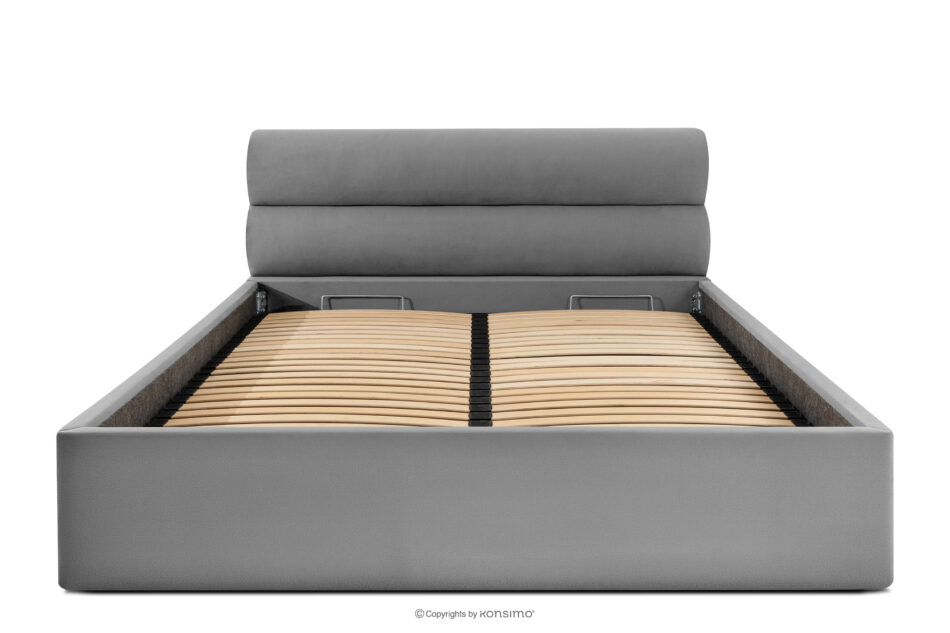 LUNEO Łóżko tapicerowane w stylu japandi z pojemnikiem na pościel 200 cm jasny szary jasny szary - zdjęcie 3