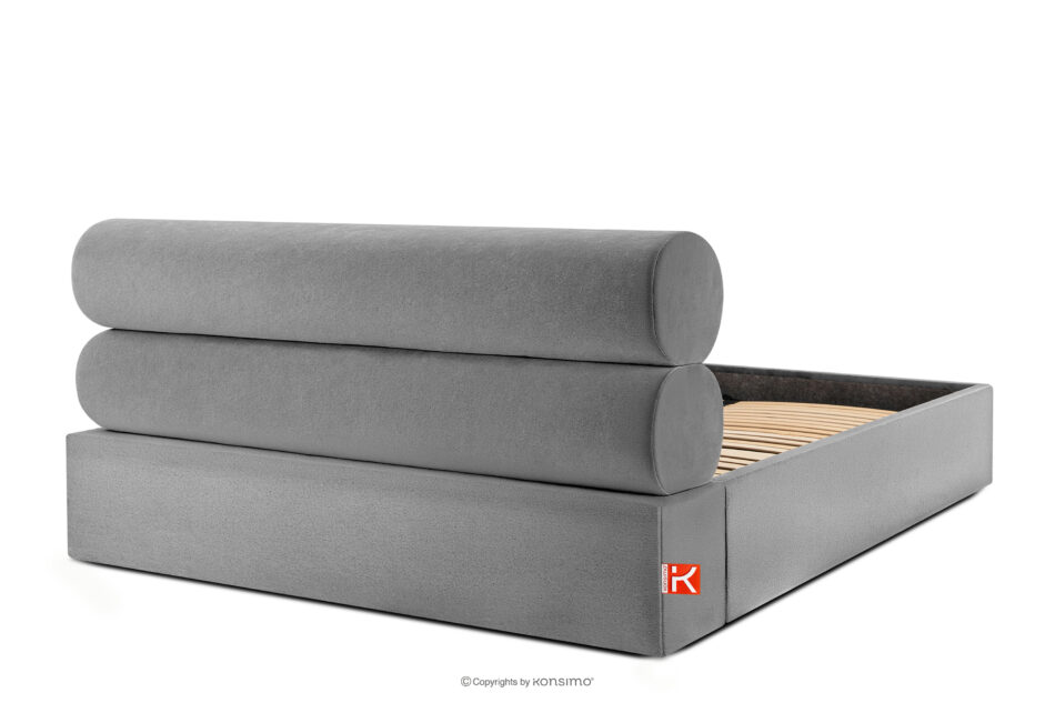 LUNEO Łóżko tapicerowane w stylu japandi z pojemnikiem na pościel 200 cm jasny szary jasny szary - zdjęcie 5