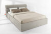 LUNEO Łóżko tapicerowane w stylu japandi z pojemnikiem na pościel 200 cm kremowy kremowy - zdjęcie 2
