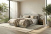 LUNEO Łóżko tapicerowane w stylu japandi z pojemnikiem na pościel 200 cm kremowy kremowy - zdjęcie 16