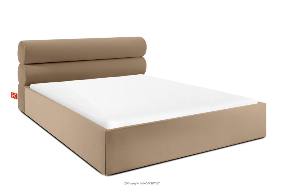 LUNEO Łóżko tapicerowane w stylu japandi z pojemnikiem na pościel 200 cm ciemny beżowy ciemny beżowy - zdjęcie 0