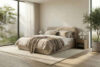 LUNEO Łóżko tapicerowane w stylu japandi z pojemnikiem na pościel 200 cm ciemny beżowy ciemny beżowy - zdjęcie 16