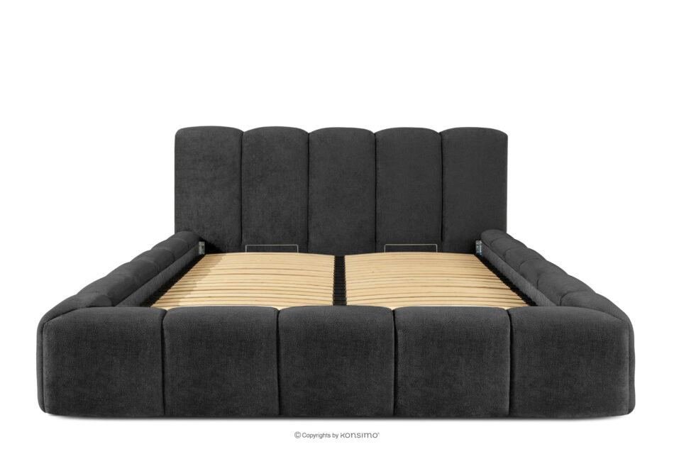 OLMIRA Łóżko tapicerowane z pojemnikiem na pościel 160 cm antracytowy antracytowy - zdjęcie 3