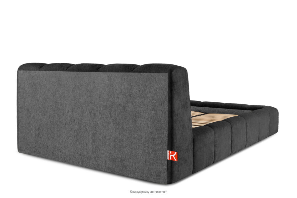 OLMIRA Łóżko tapicerowane z pojemnikiem na pościel 160 cm antracytowy antracytowy - zdjęcie 5
