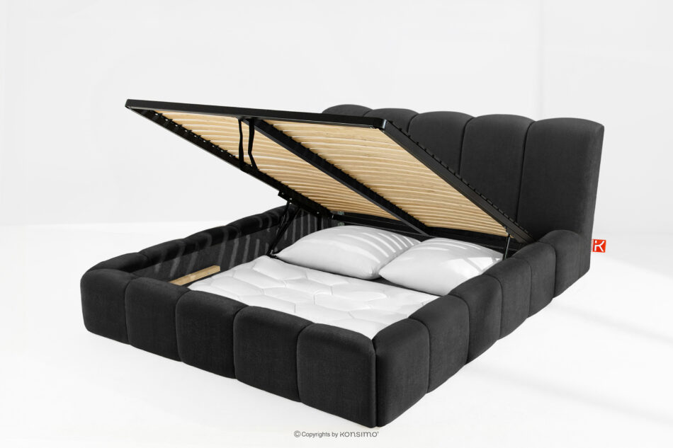 OLMIRA Łóżko tapicerowane z pojemnikiem na pościel 160 cm antracytowy antracytowy - zdjęcie 13