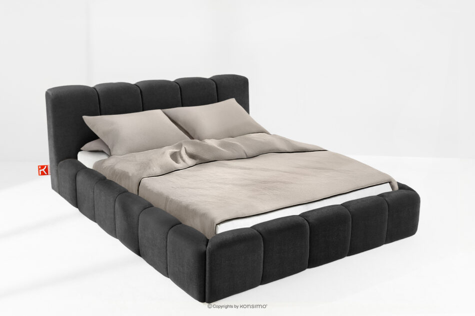 OLMIRA Łóżko tapicerowane z pojemnikiem na pościel 160 cm antracytowy antracytowy - zdjęcie 1