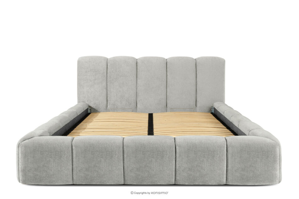 OLMIRA Łóżko tapicerowane z pojemnikiem na pościel 160 cm jasny szary jasny szary - zdjęcie 3