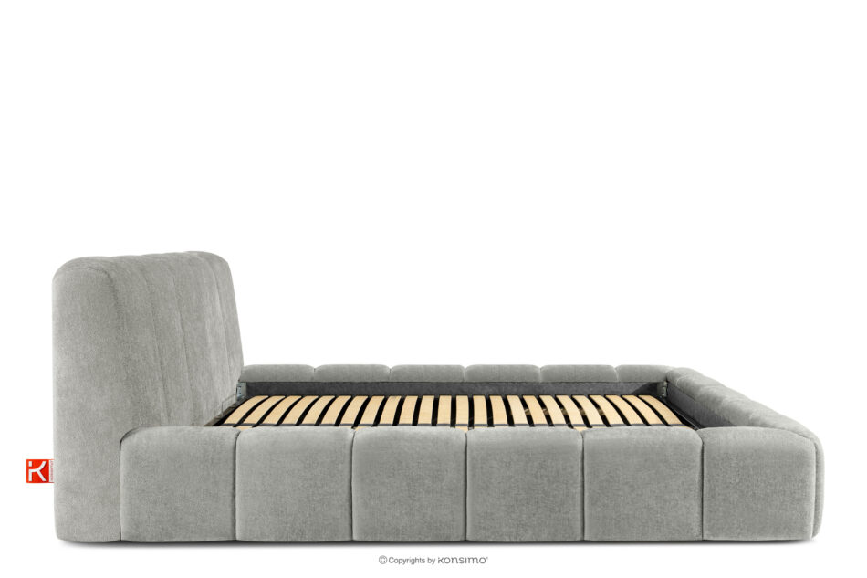 OLMIRA Łóżko tapicerowane z pojemnikiem na pościel 160 cm jasny szary jasny szary - zdjęcie 4