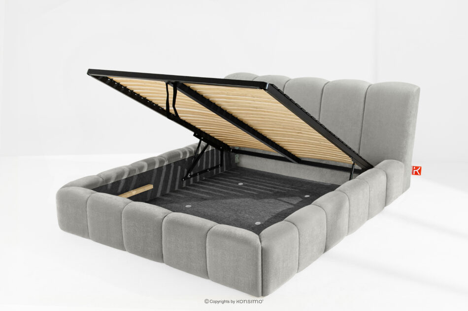 OLMIRA Łóżko tapicerowane z pojemnikiem na pościel 160 cm jasny szary jasny szary - zdjęcie 12