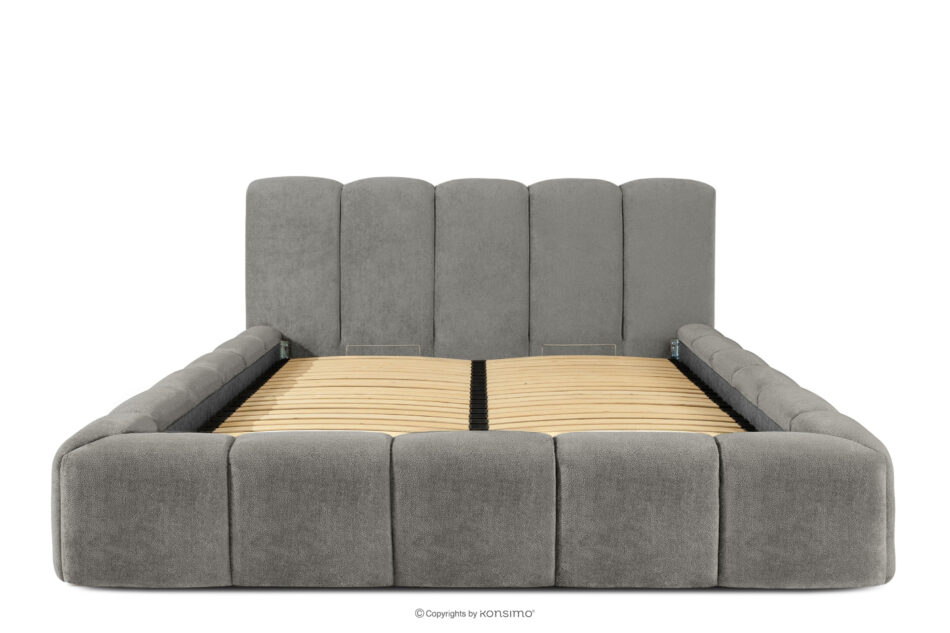 OLMIRA Łóżko tapicerowane z pojemnikiem na pościel 160 cm ciemny szary ciemny szary - zdjęcie 3