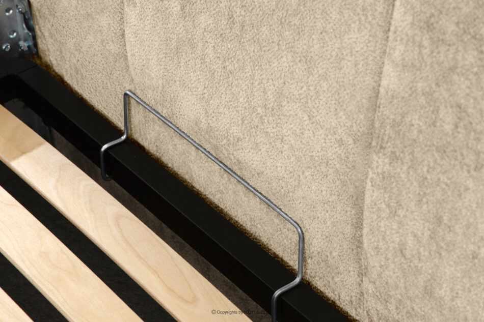 OLMIRA Łóżko tapicerowane z pojemnikiem na pościel 160 cm beżowy beżowy - zdjęcie 7