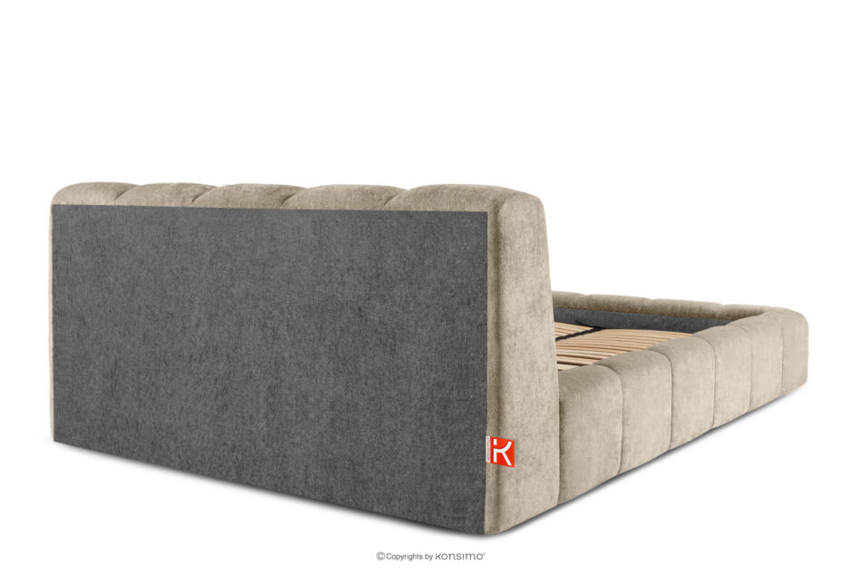 OLMIRA Łóżko tapicerowane z pojemnikiem na pościel 160 cm szarobeżowy szarobeżowy - zdjęcie 5