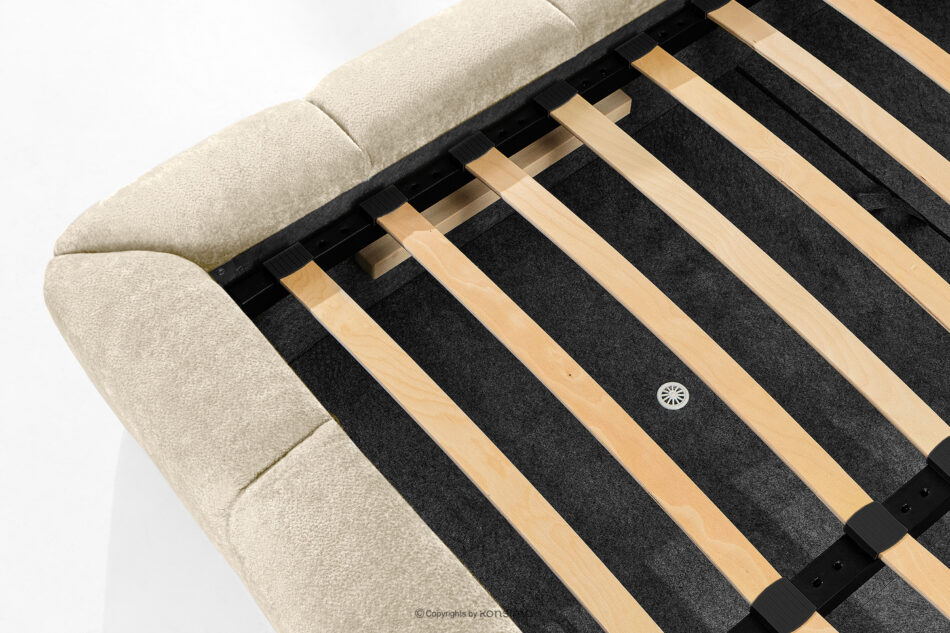 OLMIRA Łóżko tapicerowane z pojemnikiem na pościel 160 cm ecru ecru - zdjęcie 8