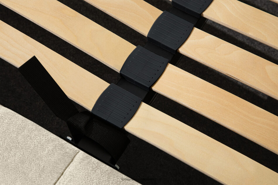 OLMIRA Łóżko tapicerowane z pojemnikiem na pościel 160 cm ecru ecru - zdjęcie 10