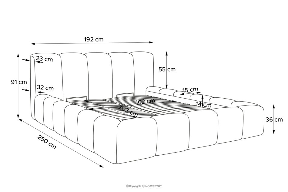 OLMIRA Łóżko tapicerowane z pojemnikiem na pościel 160 cm jasny szary jasny szary - zdjęcie 15