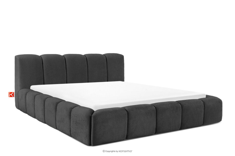 OLMIRA Łóżko tapicerowane z pojemnikiem na pościel 180 cm antracytowy antracytowy - zdjęcie 0