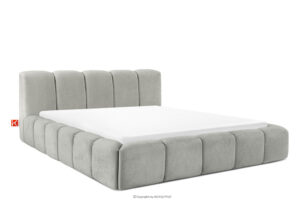 OLMIRA, https://konsimo.pl/kolekcja/olmira/ Łóżko tapicerowane z pojemnikiem na pościel 180 cm jasny szary jasny szary - zdjęcie