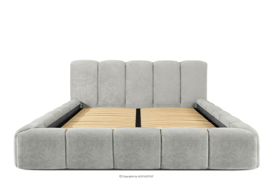OLMIRA Łóżko tapicerowane z pojemnikiem na pościel 180 cm jasny szary jasny szary - zdjęcie 3