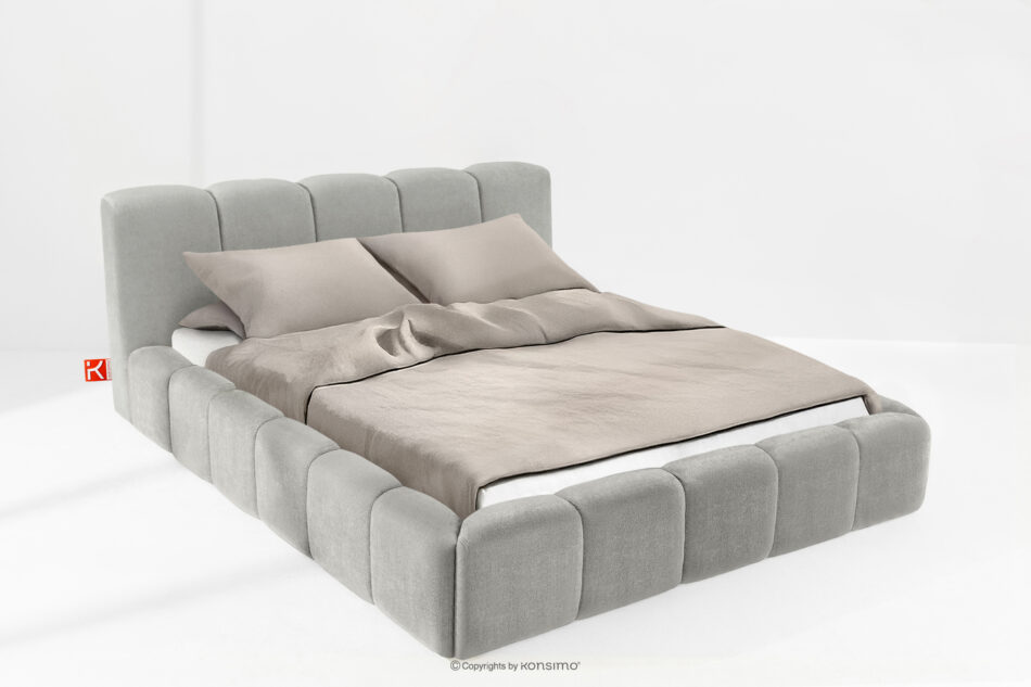 OLMIRA Łóżko tapicerowane z pojemnikiem na pościel 180 cm jasny szary jasny szary - zdjęcie 1