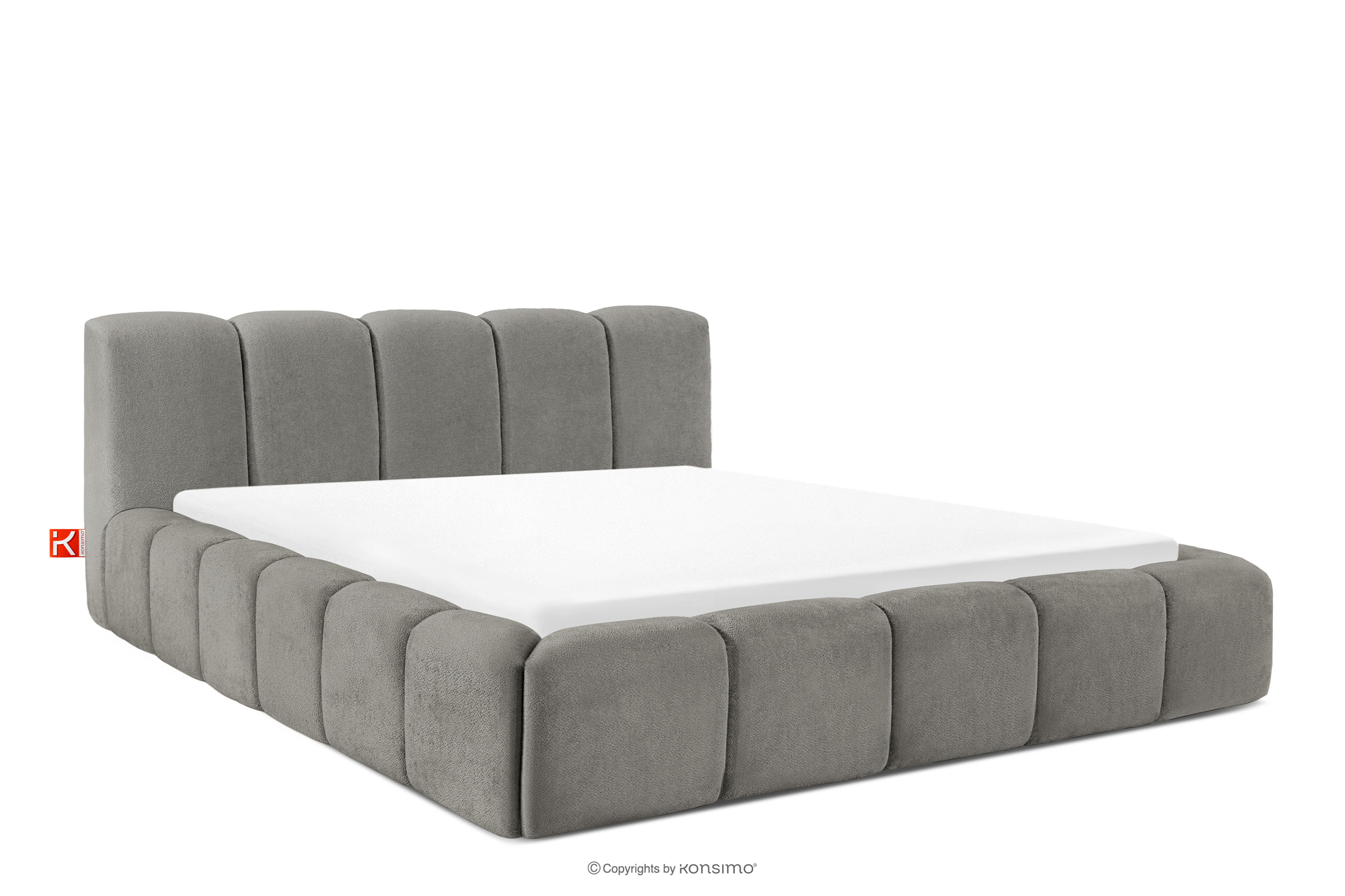 Łóżko tapicerowane z pojemnikiem na pościel 180 cm ciemny szary