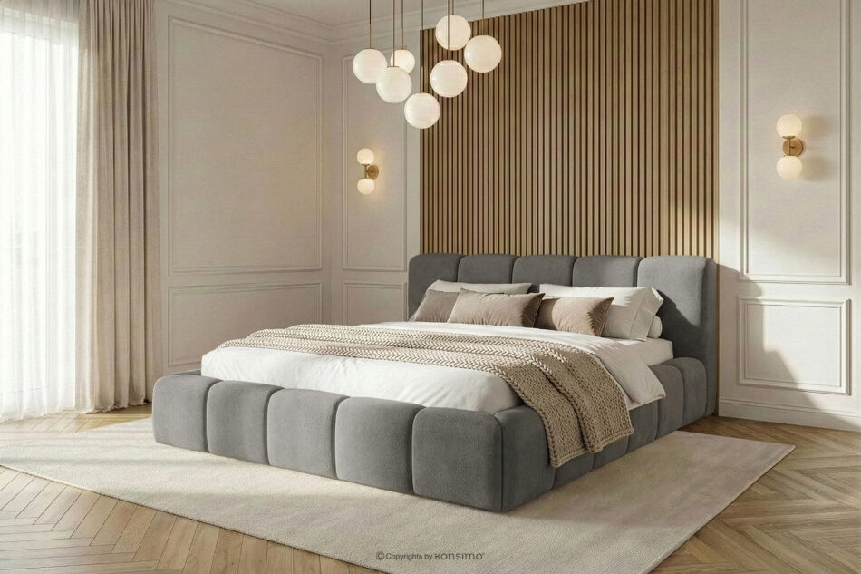 OLMIRA Łóżko tapicerowane z pojemnikiem na pościel 180 cm ciemny szary ciemny szary - zdjęcie 14