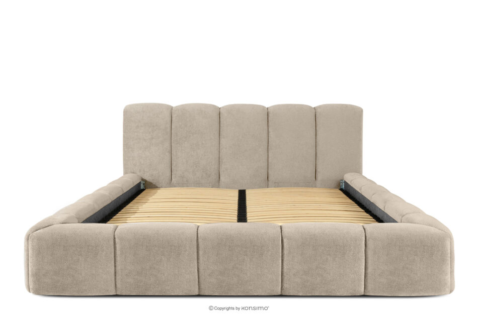 OLMIRA Łóżko tapicerowane z pojemnikiem na pościel 180 cm szarobeżowy szarobeżowy - zdjęcie 3