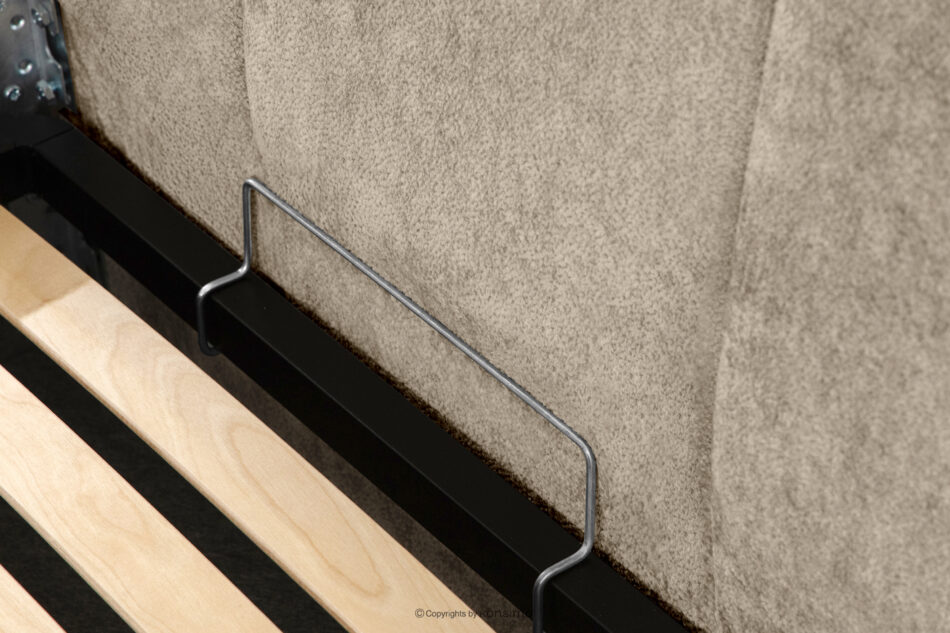 OLMIRA Łóżko tapicerowane z pojemnikiem na pościel 180 cm szarobeżowy szarobeżowy - zdjęcie 7