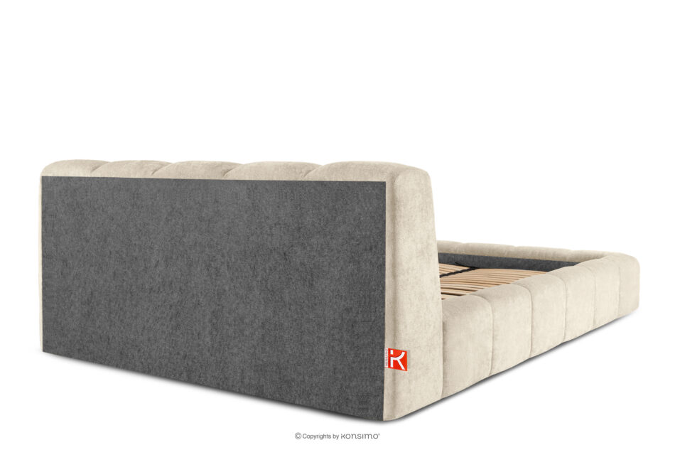 OLMIRA Łóżko tapicerowane z pojemnikiem na pościel 180 cm ecru ecru - zdjęcie 5