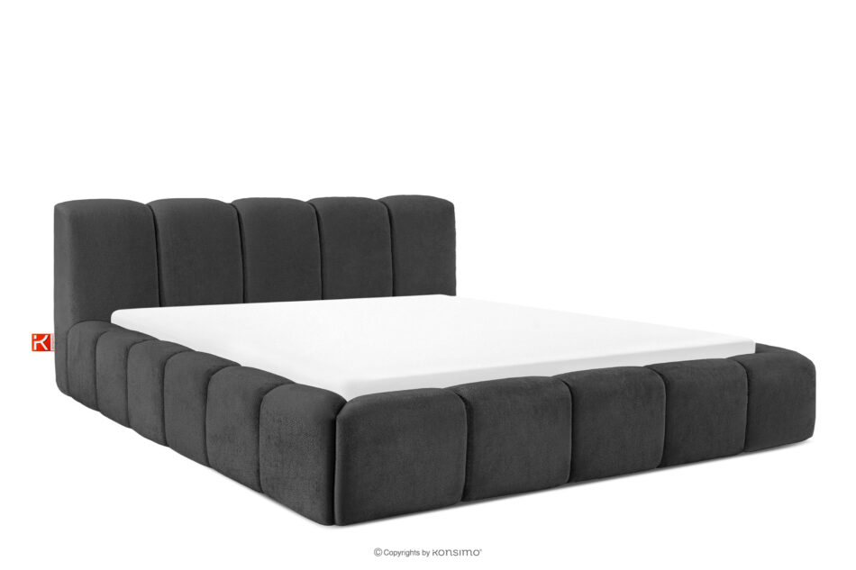 OLMIRA Łóżko tapicerowane z pojemnikiem na pościel 200 cm antracytowy antracytowy - zdjęcie 0