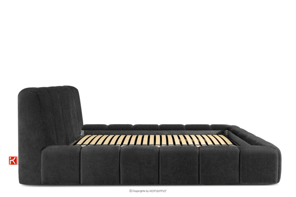 OLMIRA Łóżko tapicerowane z pojemnikiem na pościel 200 cm antracytowy antracytowy - zdjęcie 4