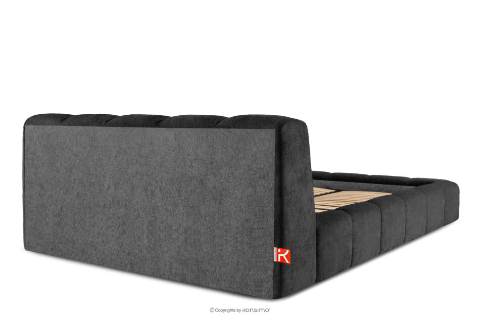 OLMIRA Łóżko tapicerowane z pojemnikiem na pościel 200 cm antracytowy antracytowy - zdjęcie 5