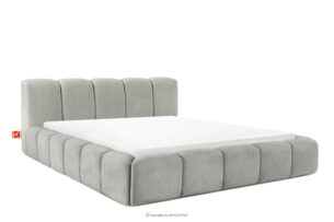 OLMIRA, https://konsimo.pl/kolekcja/olmira/ Łóżko tapicerowane z pojemnikiem na pościel 200 cm jasny szary jasny szary - zdjęcie