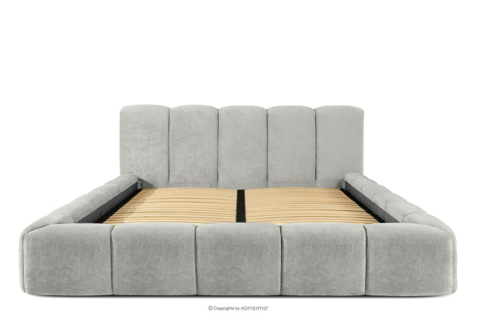 OLMIRA Łóżko tapicerowane z pojemnikiem na pościel 200 cm jasny szary jasny szary - zdjęcie 3