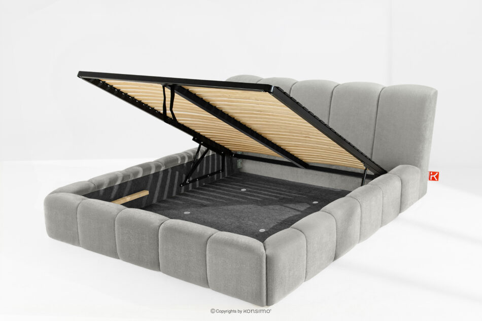 OLMIRA Łóżko tapicerowane z pojemnikiem na pościel 200 cm jasny szary jasny szary - zdjęcie 12